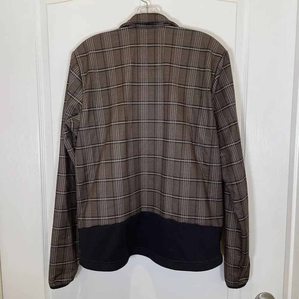 Helly Hansen Men's Windbreaker Jacket Olive‎ Green Black Plaid Zip Front M